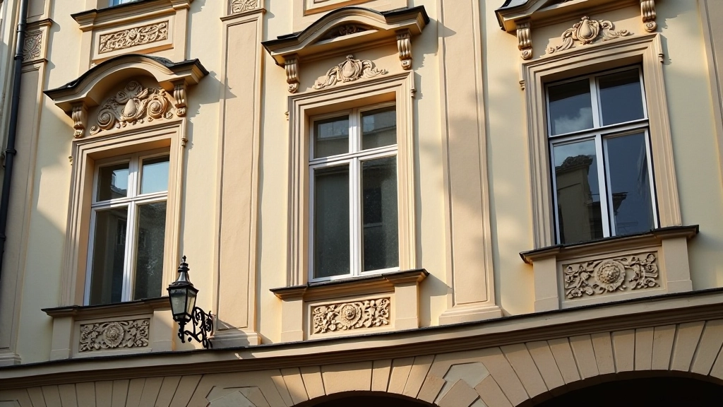 Renesanso stiliaus pastatas su simetriniais langais ir dekoratyviniais elementais Vilniaus senamiestyje